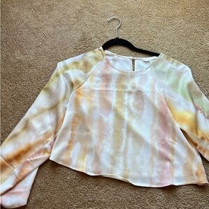 H&M Gorgeous Flowy Silk Blouse Long Sleeve Colorful